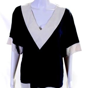 Tory Burch Womens V Neck Short Sleeve Tee Shirt Top Blue Size XS